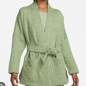 Nike Yoga Thermal Fit Luxe Cozy kimono Reversible Women's Green Quilted Top L